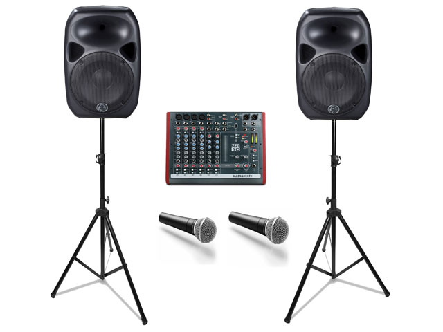 Duo PA Pack- 2xSpeakers,Mixer,Stands and Cables